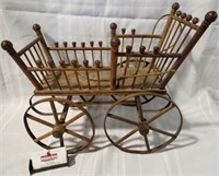 VINTAGE WOOD DOLL CARRIAGE 20x17