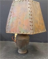 LEATHER SHADE WITH LAMP