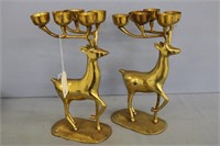 Vintage Brass Deer Candleabras