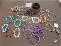 Lot of Semi Precious Stone Bracelets & Necklace.