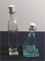 2pc Clear Green Tint Apothecary Bottles W Corks