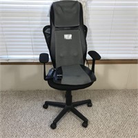 ROLLING OFFICE CHAIR W/ BLACK FABRIC & BACK REST