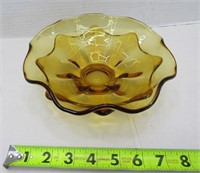 Vintage 8" Amber Glass Bowl