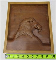 Solid Wood Carved Eagle Head Signed Robby 1986