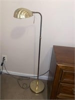 Gold tone shell shade floor lamp tested