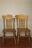 2-oak pressed back chairs