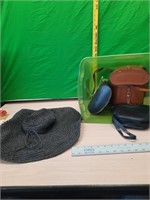 Binocular cases and hat