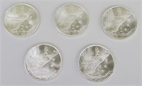 5 One Ounce Fine Silver Boston Tea Party Coins.