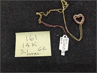 14k Gold 3.1g Necklace w/ 1.1ctw Ruby