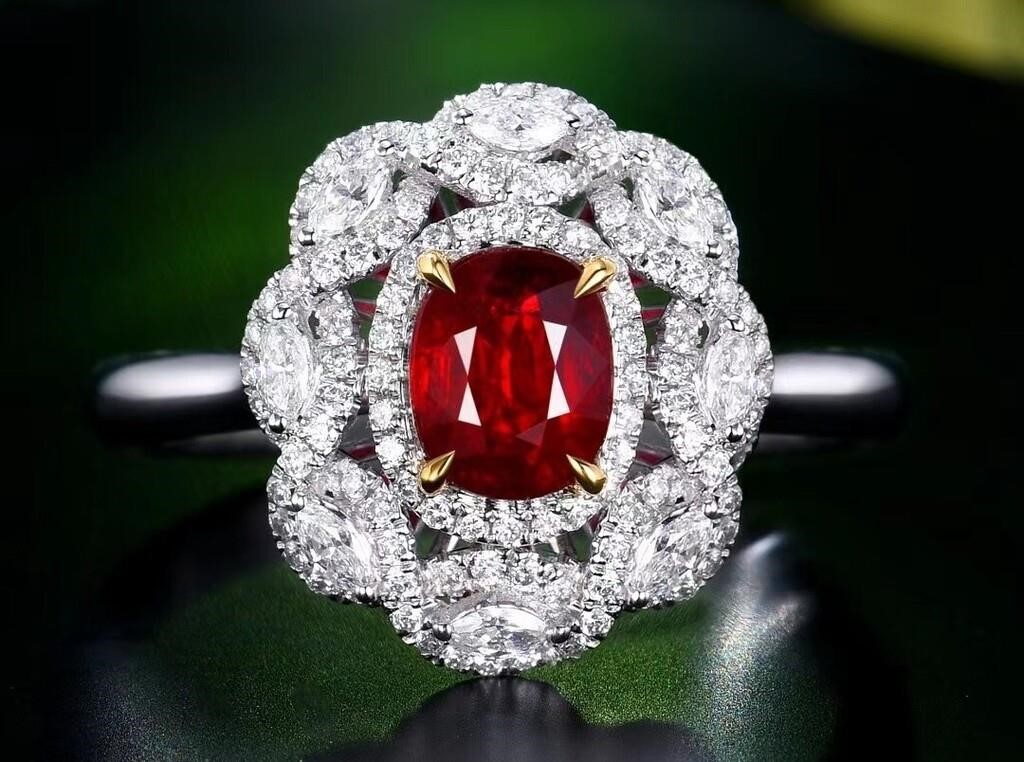 1.04ct Pigeon Blood Ruby Ring in 18k Yellow Gold