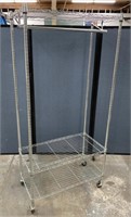 Chrome Shelf Unit W/ Garment Rack On Wheels