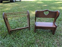 Wood doll bench and quilt rack