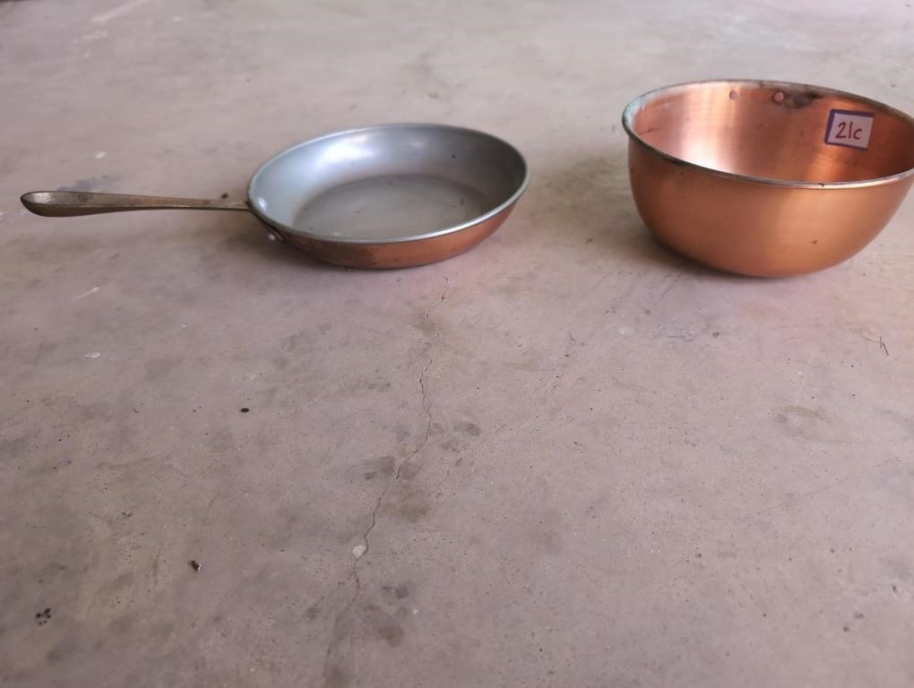 Copper pan and bowl