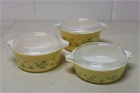 3 Pyrex Small Dishes 500ml, 750ml & 1L