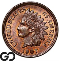 1907 Indian Head Cent, Gem BU Red-Brown