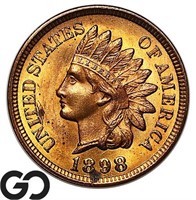 1898 Indian Head Cent, Fiery RD/RB, Near Gem BU++
