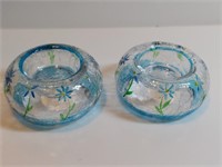 2pc Glass Votives Craquel Glass Cut Glazed