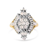 10K Yellow Gold Diamond Rhombus Halo Ring