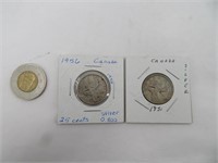 2 x 0.25$ Canada années 50, silver
