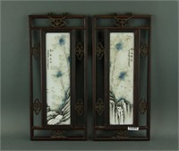 Pair of Chinese Porcelain Panels Xu Zhongnan Mark