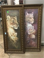 2 wildcat prints framed to 42x18