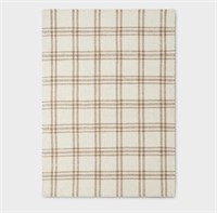 5'x7' Hand Woven Plaid Wool/ Cotton Area Rug