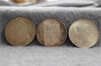 2- 1922 Peace Dollar, 1-1921 Morgan Silver Dollar
