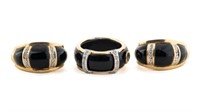 14K Gold, Diamonds & Black Onyx Jewelry Set.