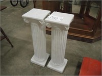Set of White Plaster Column Plant Stands