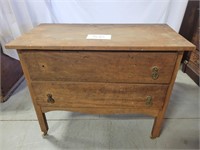 Wooden Shaker 2 Drawer Chest on Wheels 34"x18"x28"