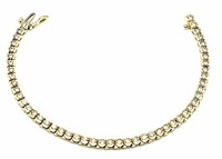 14K Yellow Gold and Diamond Tennis Bracelet