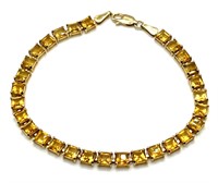 14K Yellow Gold and Citrine Tennis Bracelet