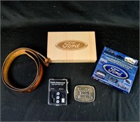 FORD CAR BELT & BUCKLES & BOX