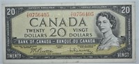 1954 CAD $20  Banknote