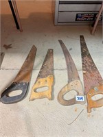 4 vintage hand saws