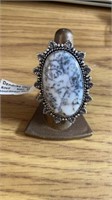 Dendrite Opal size 9 ring German silver new