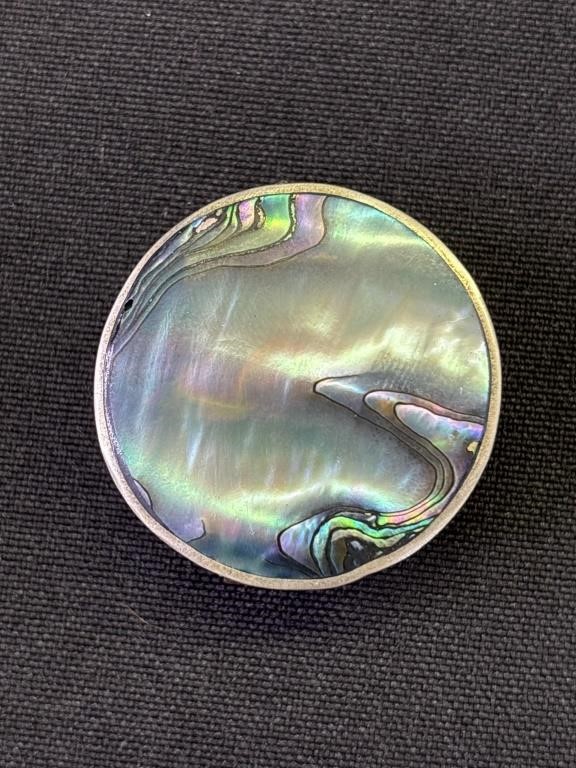 Alpaca abalone shell trinket box pendant