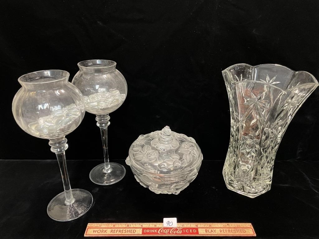CRYSTAL & GLASS LOT - 4 PIECES