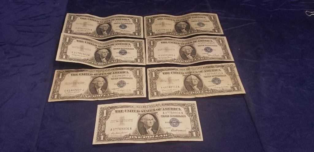 (7) Silver Certificate One Dollar Bills