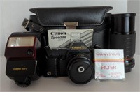 Vtg Canon Speedlite 277 T Camera w/ Accessories