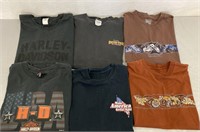 6 Motorcycle Themed T-Shirts Size XL