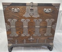 Ornate wood and metal Cabinet/ table 20X12X21