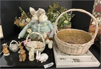 Large Easter Lot, Lefton Basket & Rabbits.