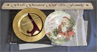 Decorative Charger Plates, Placemats, Wood Sign