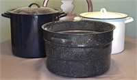 (3) Vintage Granite Ware, Enamel Canning Pots