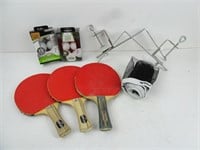 Lot of Ping Pong Items - Paddles Balls Net & Net