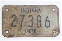 1978 Indiana Motorcycle License Plate 27 386