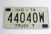 1974 Indiana Truck Licence Plate 44040W