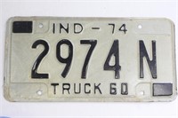 1974 Indiana Truck Licence Plate 2974N