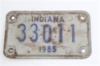 1985 Indiana Motorcycle License Plate 33011